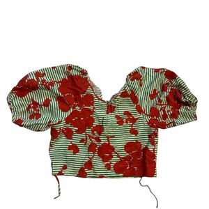 Hunter Bell Red Floral Puff Sleeve Blouse